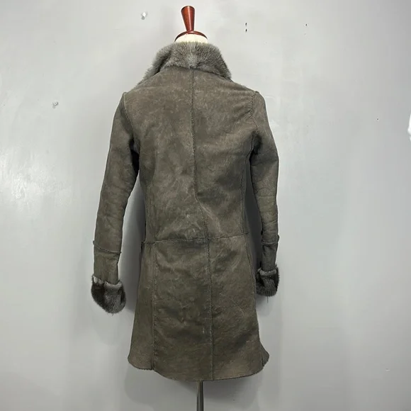 Manzoni24 Gray Shearling Lamb Jacket with dyed mink - Picture 5 of 10